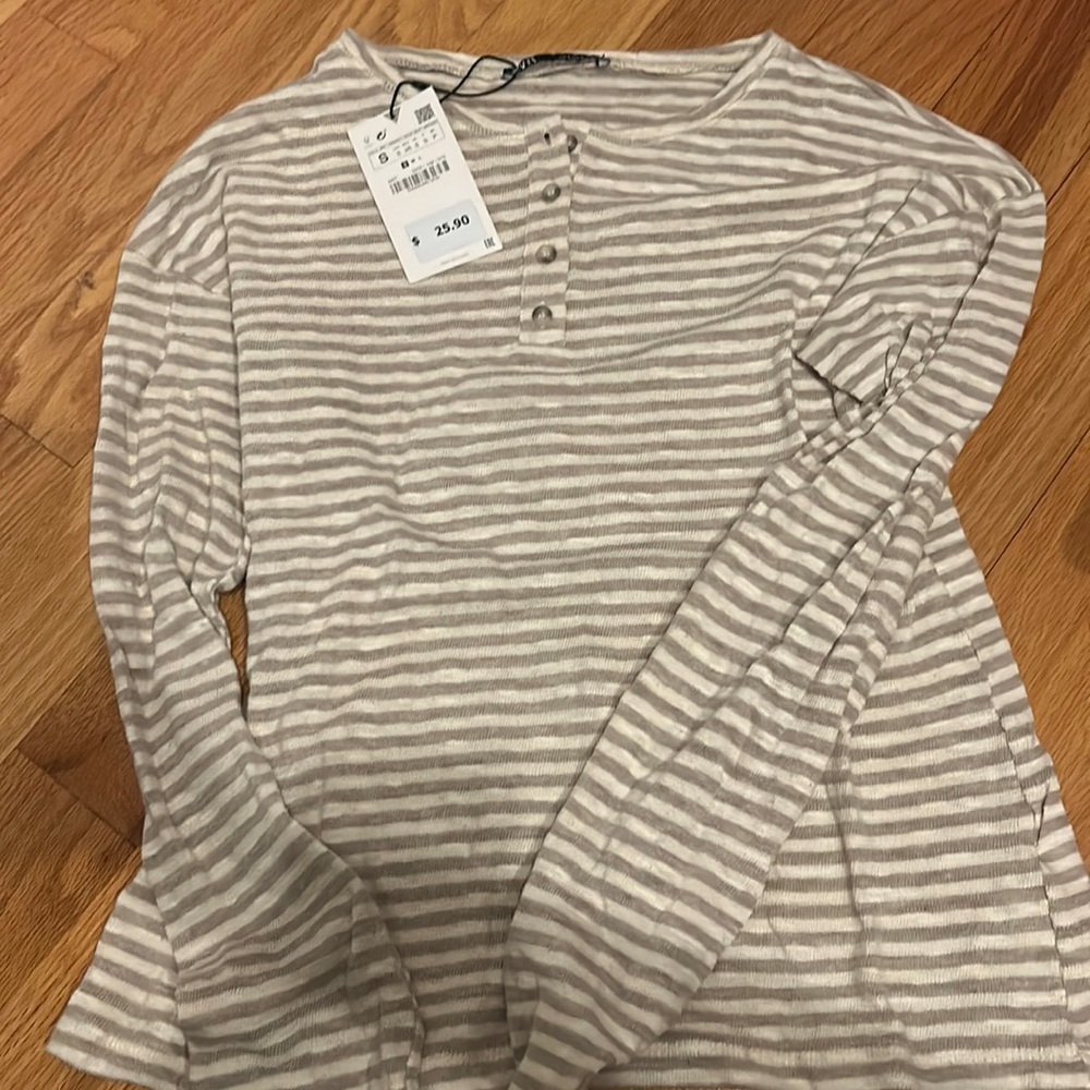 Zara waffle knit striped top